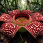 Rafflesia arnoldii blooming in the rainforest of Sumatra, the world’s largest and rarest flower.