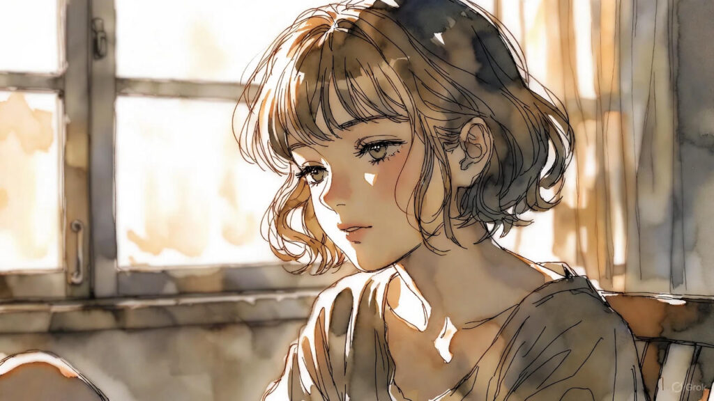 Person sitting near window in emotional reflective mood