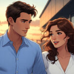 दो ऑफिस सहकर्मी नौकरी बदलने के बाद भी दोस्ती बनाए रखते हुए साथ चलते हुए दिखाए गए—emotional corporate bonding का प्रतीक।